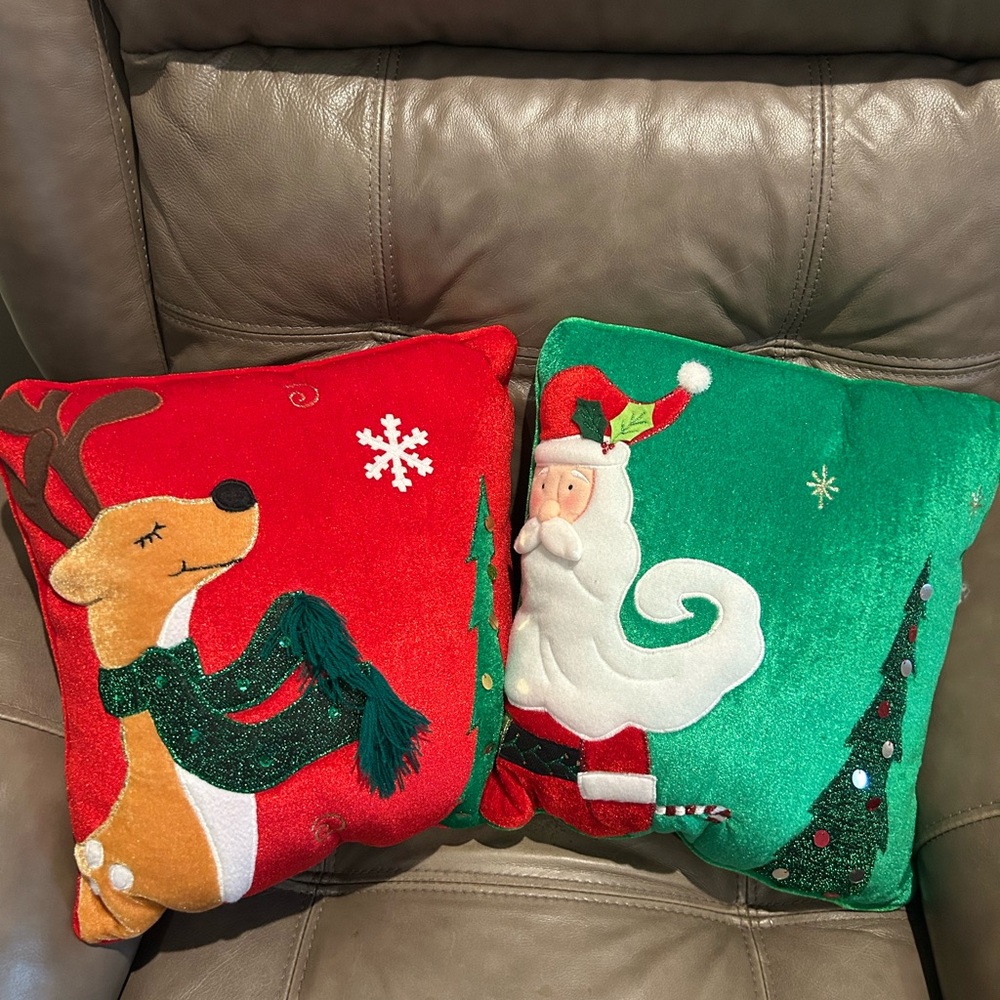 Festive Holiday Pillow Set - 14x14 inches, Red and Green